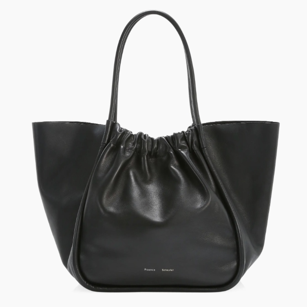 Proenza Schouler XL Ruched Leather Tote, Black (NEW!)